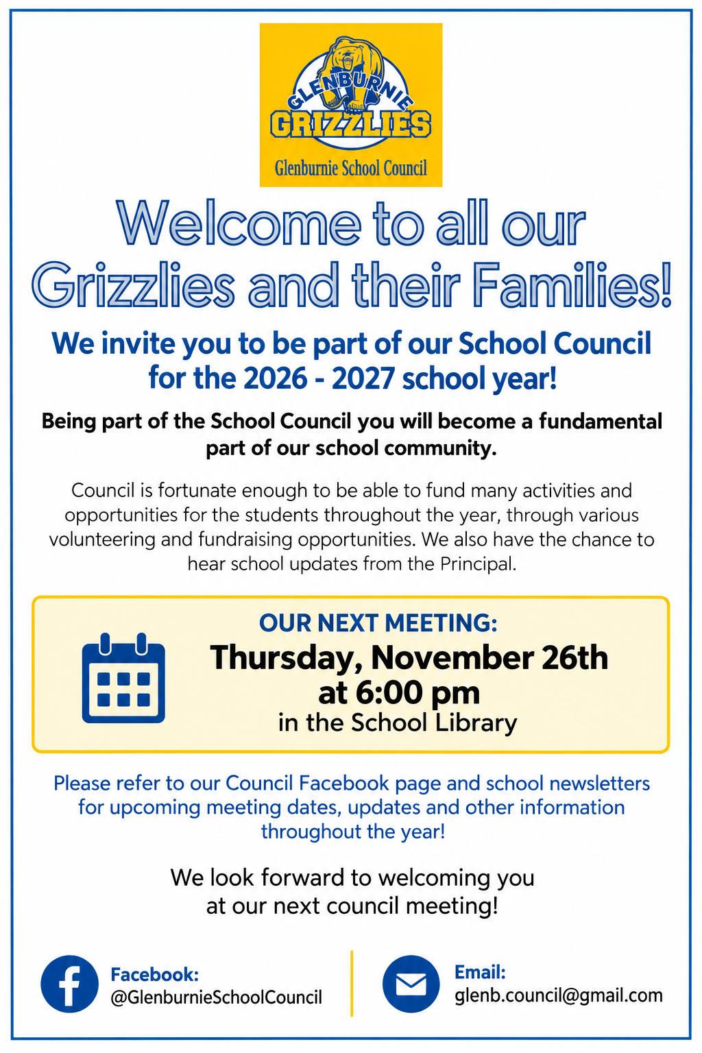 2026 27 SAC Welcome